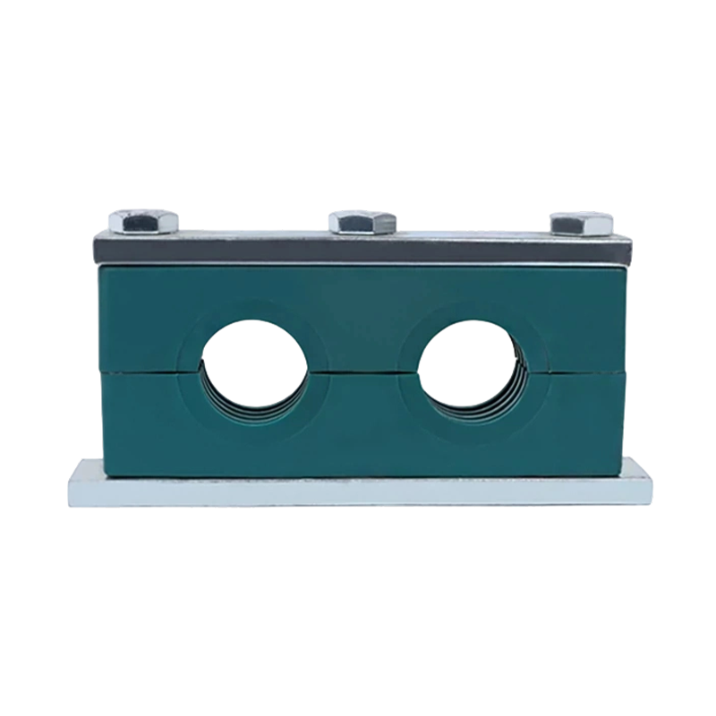 Abrazadera de tubo doble de plástico de alta resistencia, abrazadera de tubo de doble orificio de doble fila izquierda-derecha para fijación de tuberías de agua/aceite